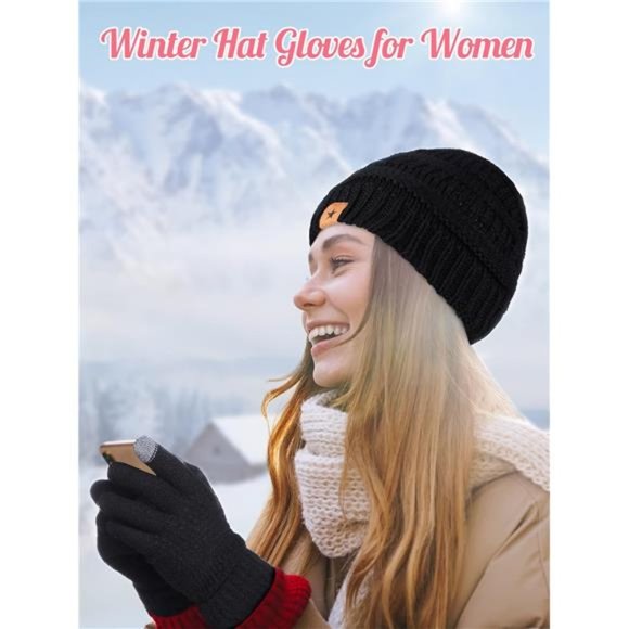 6 Pcs Winter Hats Gloves Set for Women and Men